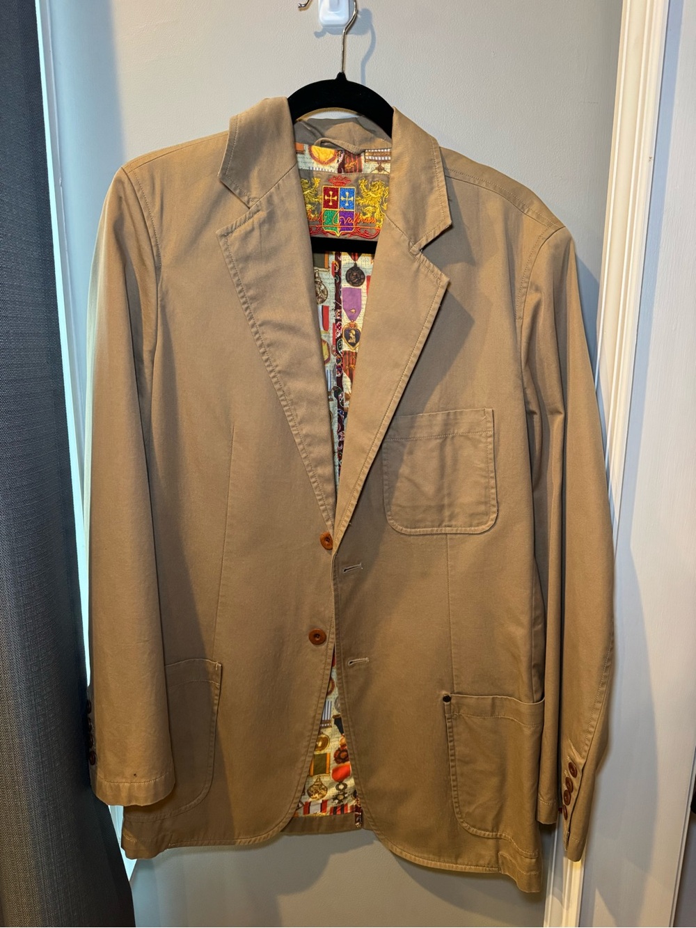 Vintage Robert Graham Men's Casual Cotton Blazer - Tan size Lg